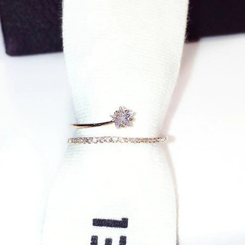 NEW 18K Rose Gold Diamond Star Adjustable Ring - Picture 8 of 11